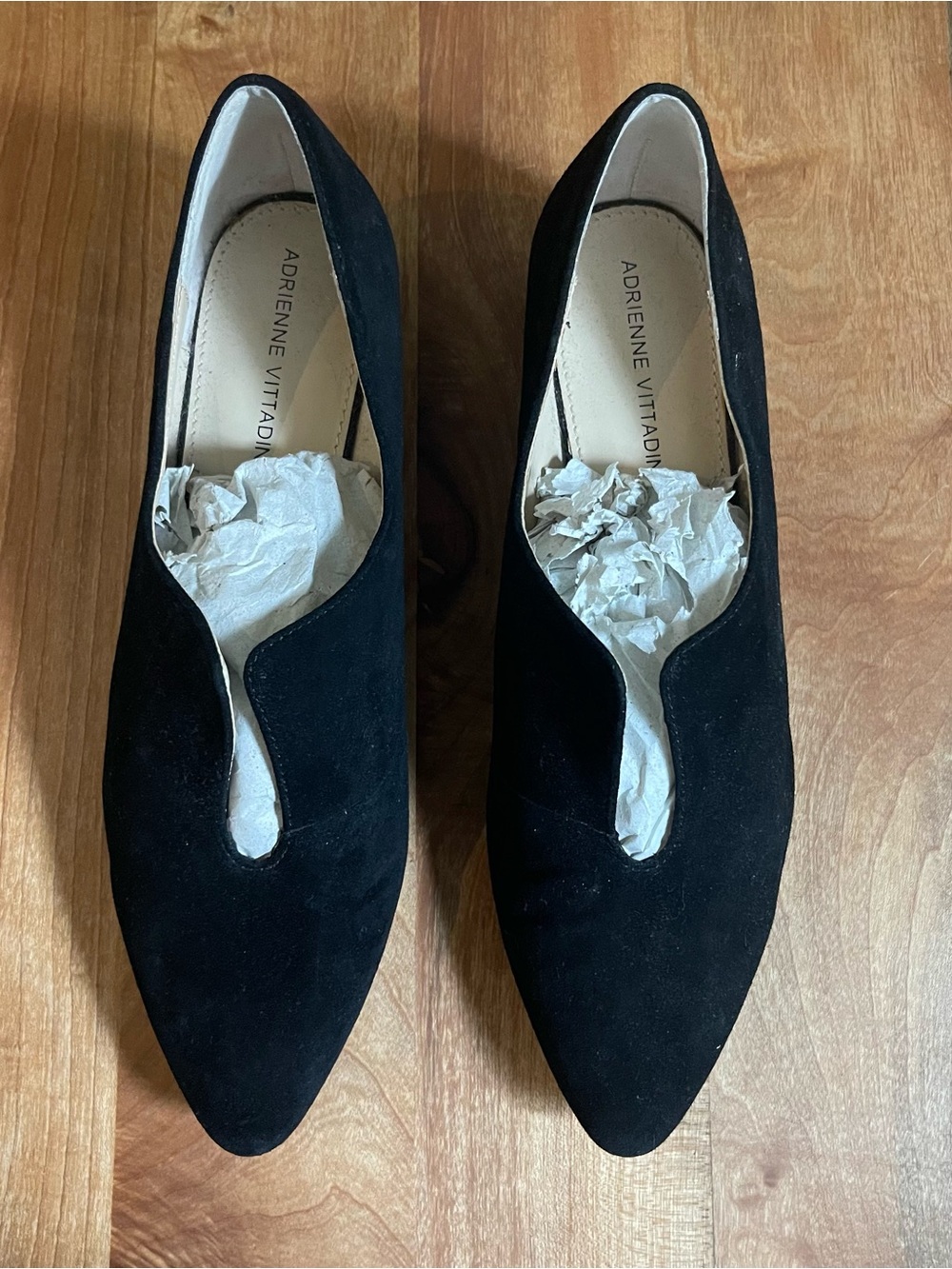 Adrienne Vittadini Black Suede Oxford Sculptural Flats Shoes Whimsigoth Size 8